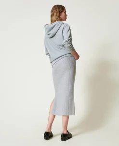 Gonna Longuette In Maglia Misto Lana E Lurex