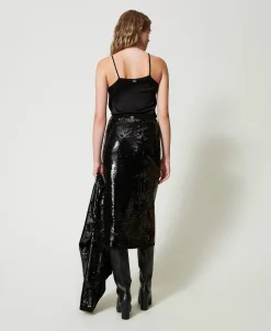 Gonna Longuette In Maglia Full Paillettes