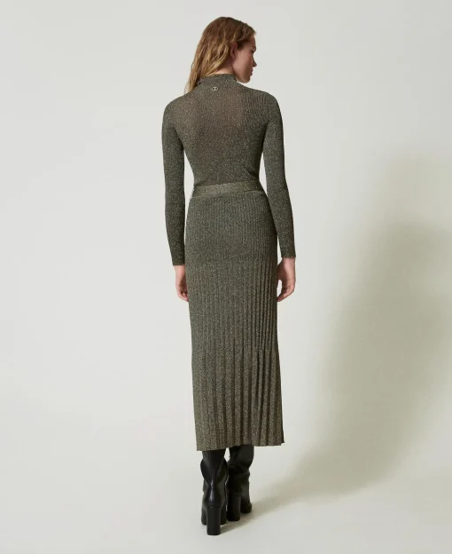 Gonna Longuette In Maglia Con Lurex