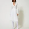 Gonna Longuette In Organza Con Ricami