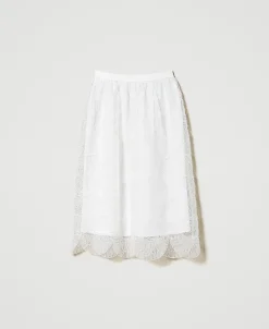Gonna Longuette In Organza Con Ricami