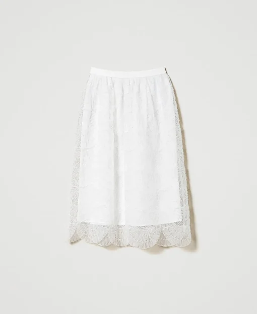 Gonna Longuette In Organza Con Ricami