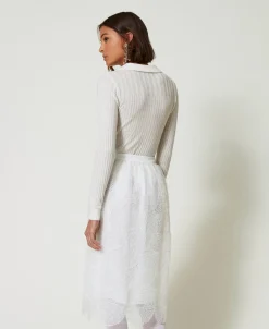 Gonna Longuette In Organza Con Ricami