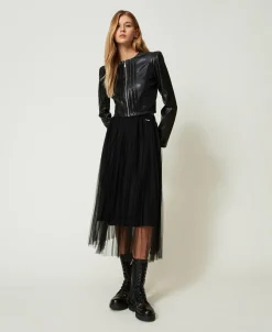 Gonna Longuette In Tulle Plissé