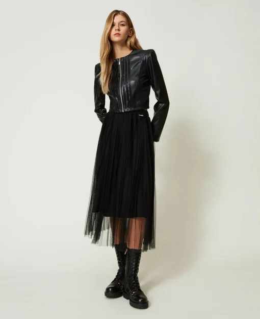 Gonna Longuette In Tulle Plissé