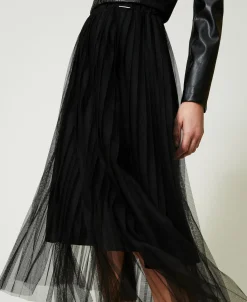 Gonna Longuette In Tulle Plissé