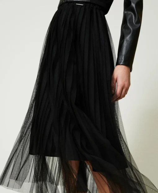 Gonna Longuette In Tulle Plissé