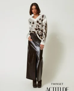 Gonna Lunga Con Stampa Animalier