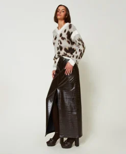 Gonna Lunga Con Stampa Animalier