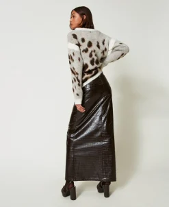 Gonna Lunga Con Stampa Animalier
