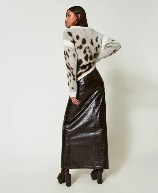 Gonna Lunga Con Stampa Animalier
