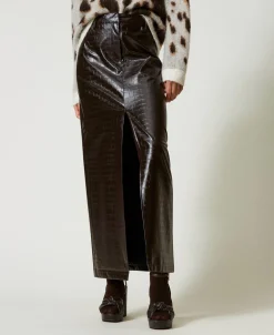 Gonna Lunga Con Stampa Animalier