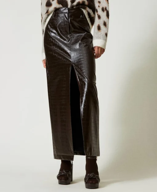 Gonna Lunga Con Stampa Animalier