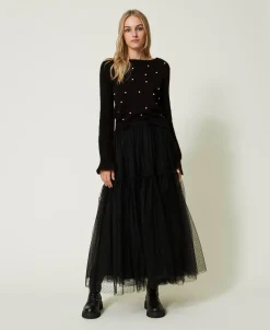 Gonna Lunga In Tulle Plumetis