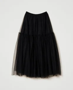 Gonna Lunga In Tulle Plumetis