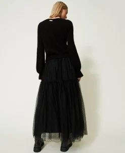 Gonna Lunga In Tulle Plumetis