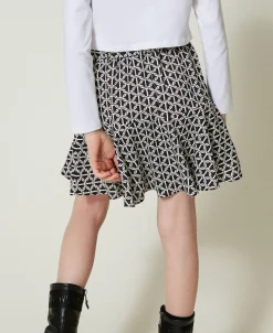 Gonna Pantalone In Crêpe De Chine Con Stampa