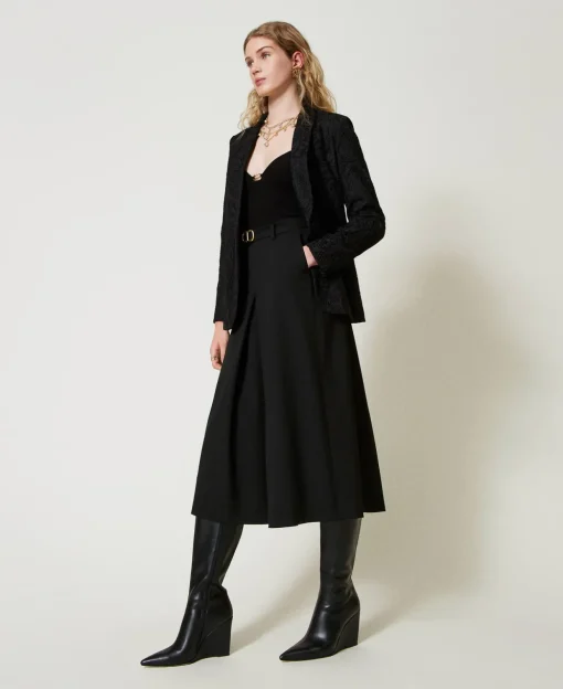 Gonna Pantalone In Misto Lana Con Cintura