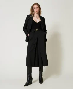 Gonna Pantalone In Misto Lana Con Cintura