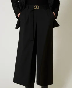 Gonna Pantalone In Misto Lana Con Cintura