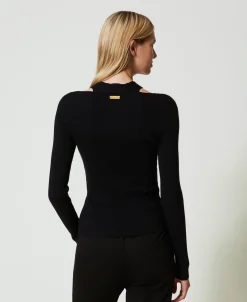 Maglia A Costine Con Cut-out