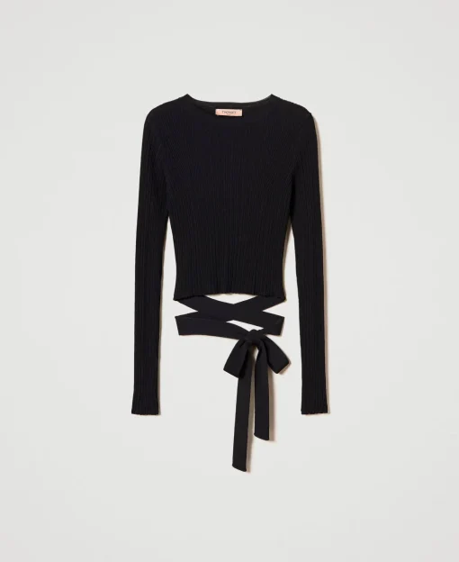 Maglia A Costine Con Fiocco