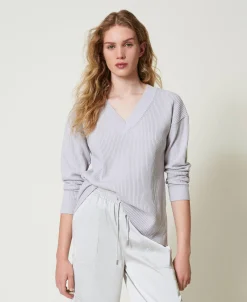 Maglia A Costine Con Spacco