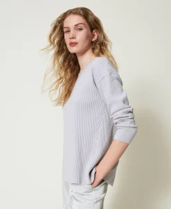 Maglia A Costine Con Spacco