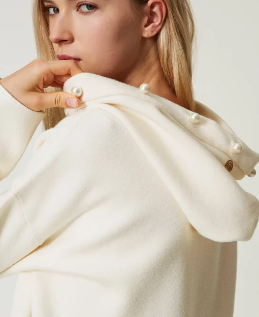 Maglia Con Cappuccio E Perle