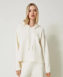 Maglia Con Cappuccio E Perle