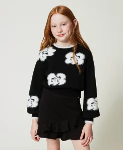 Maglia Con Fiori A Intarsio