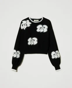 Maglia Con Fiori A Intarsio