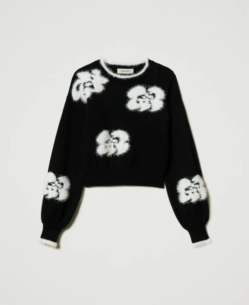 Maglia Con Fiori A Intarsio