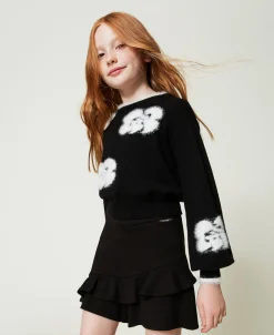 Maglia Con Fiori A Intarsio