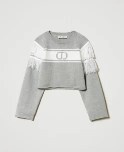 Maglia Con Oval T Jacquard E Frange