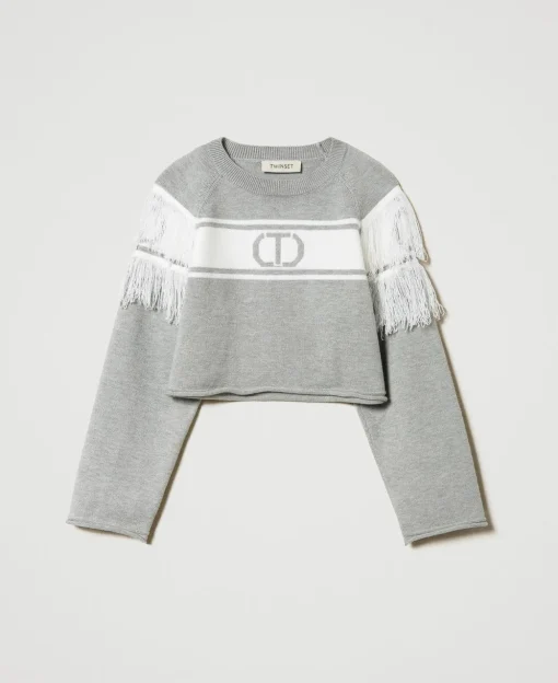 Maglia Con Oval T Jacquard E Frange