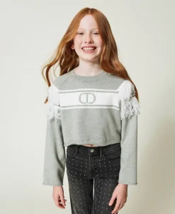 Maglia Con Oval T Jacquard E Frange