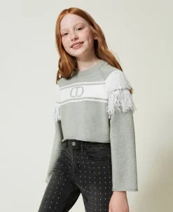 Maglia Con Oval T Jacquard E Frange