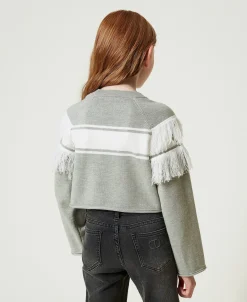 Maglia Con Oval T Jacquard E Frange