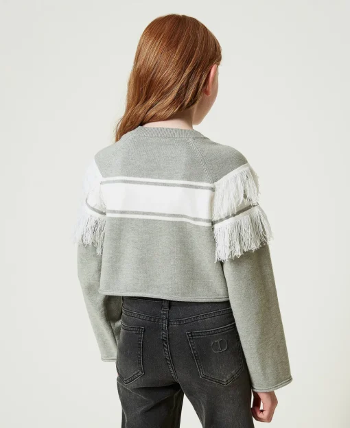 Maglia Con Oval T Jacquard E Frange
