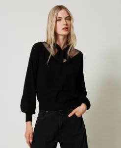Maglia Con Pizzo E Fiocco