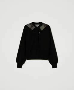 Maglia Con Pizzo E Fiocco