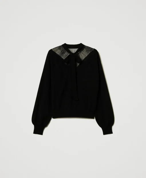 Maglia Con Pizzo E Fiocco