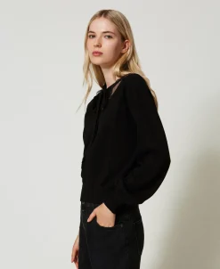 Maglia Con Pizzo E Fiocco