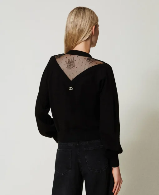 Maglia Con Pizzo E Fiocco