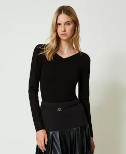 Maglia Con Strass In Dégradé