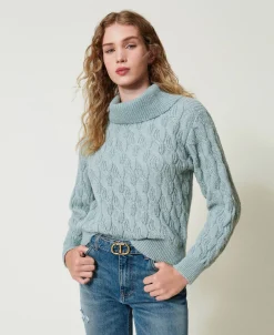 Maglia Con Trecce E Maxi Collo