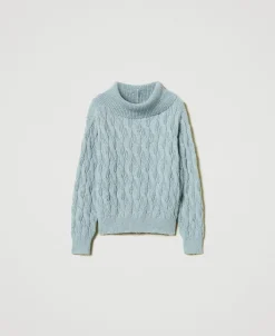 Maglia Con Trecce E Maxi Collo