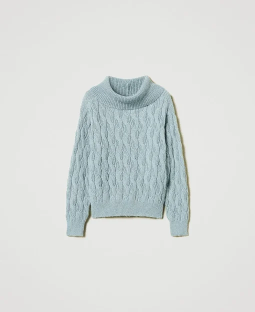 Maglia Con Trecce E Maxi Collo
