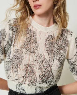 Maglia Cropped In Misto Lana E Mohair